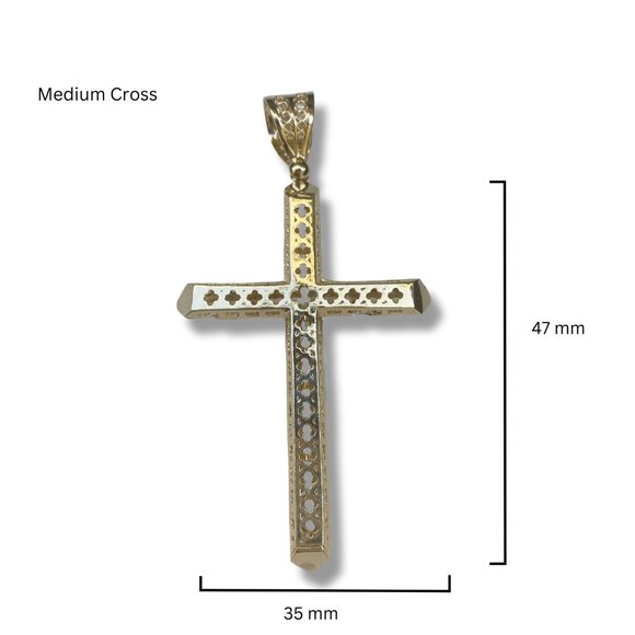 Women's Gold Cross 14K Gold Medium Silver Cross Unisex - Picture 8 of 10